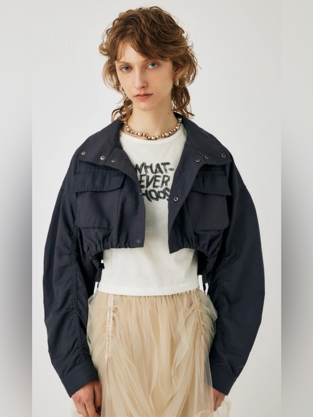 MOUSSY UTILITY BOLERO Cropped Jacket Gray Sz F (Free) One Size Fits Many